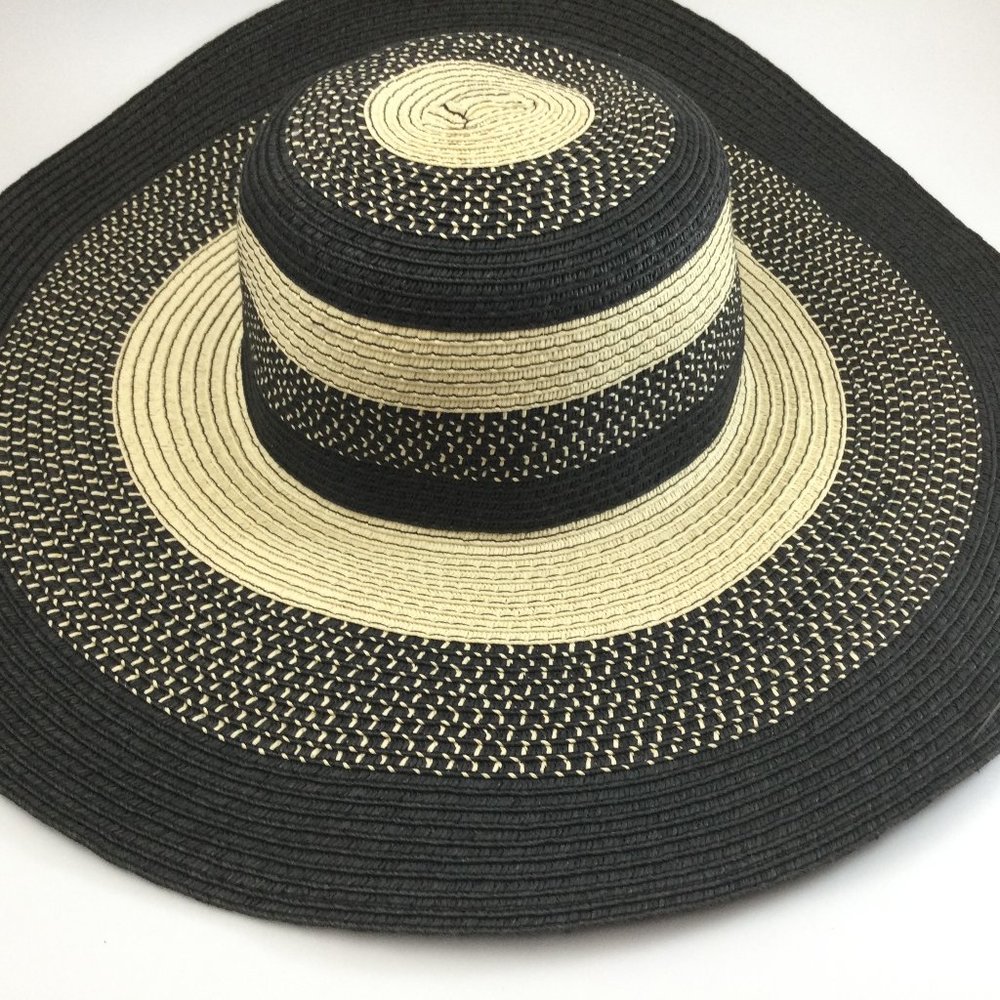 Women's Summer Large Floppy Folding Wide Brim Stripe Cap Sun Straw Beach Hat
